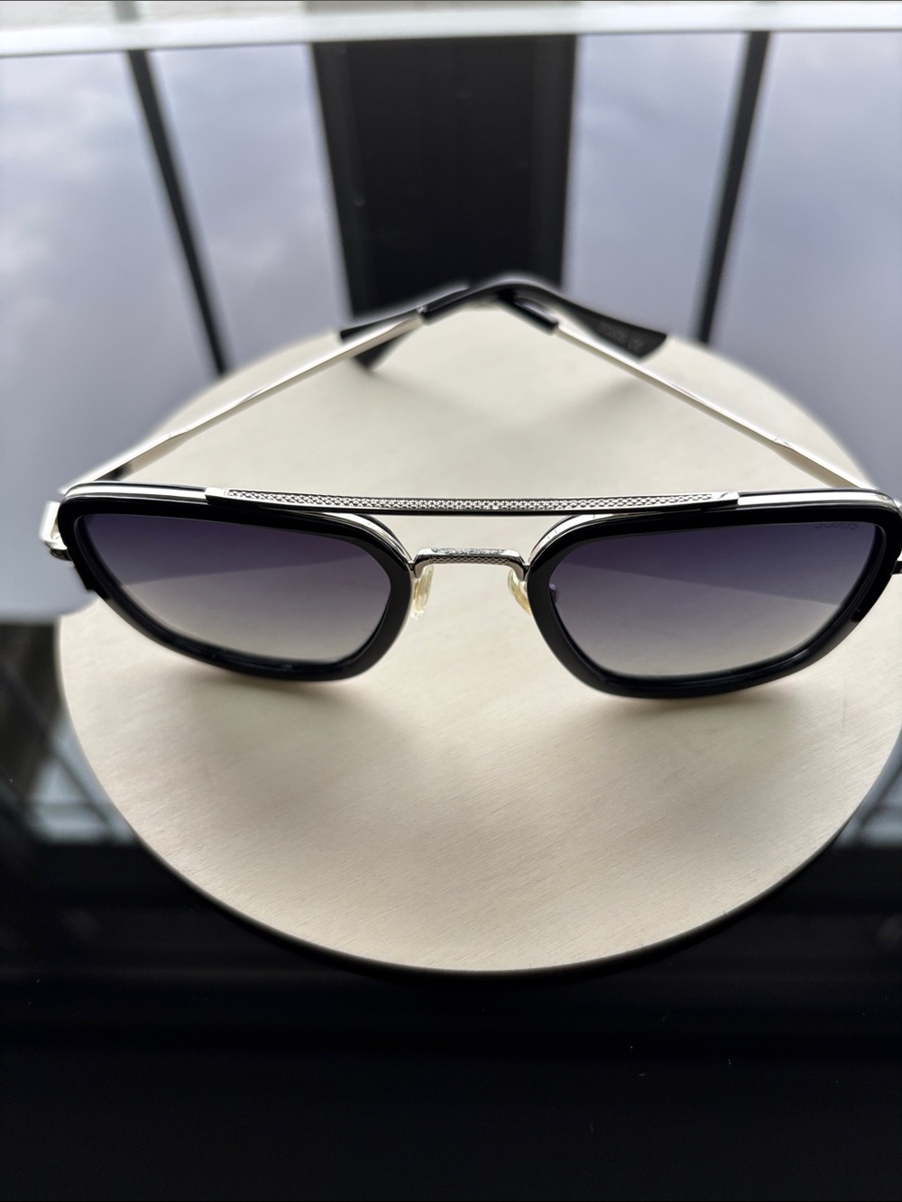 Black and Silver Sojos Aviator-Style Sunglasses with Gradient Lenses